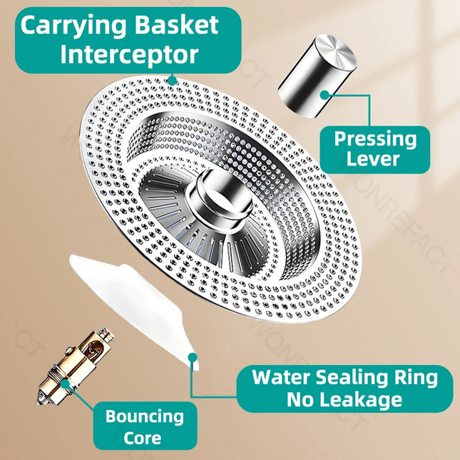 Anti Clogging Sink Food Catcher Basket Kitchen Sink Strainer Universal Kitchen Sink Stopper 304 Stainless Steel