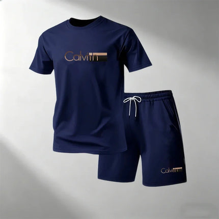 2026 Summer Men's Streetwear 2 Piece Set O-Neck T-Shirt+Sports Shorts Quick Dry Fitness Gym Running Suit Hot Sale Fashion Casual