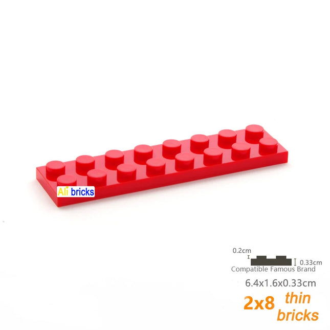 80pcs Bulk Building Blocks Thin Figures Bricks 2x8 Dots 13Color Educational Creative Size Compatible With 3034 Toys for Children