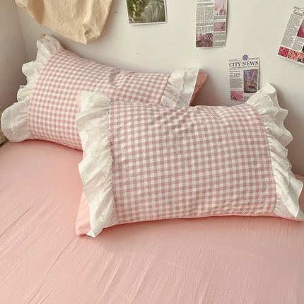 3 Piece Sheet Set  pink plaid duvet cover Set ， comfortable Bedding Set Bedspread for All Season
