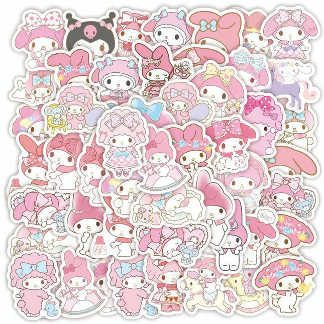 40PCS Sanrio My Melody Stickers Cartoon Melody Rabbit Stickers for Notebook Laptop Suitcase Waterproof Decal Toy Sticker