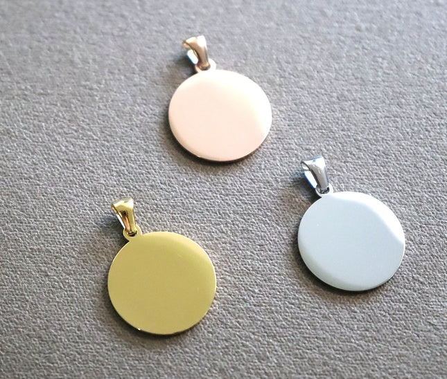 20pcs/lot 304 Stainless Steel Mirror Polished 20mm 25mm Disc Round Tag Pendant for Bracelet Necklace DIY Jewelry Charm