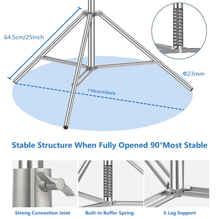 290cm Stainless Steel Tripod Metal Light Stand l Air Pressure Bearing 15kg For Ring Light Live Youtube and Photography Softbox