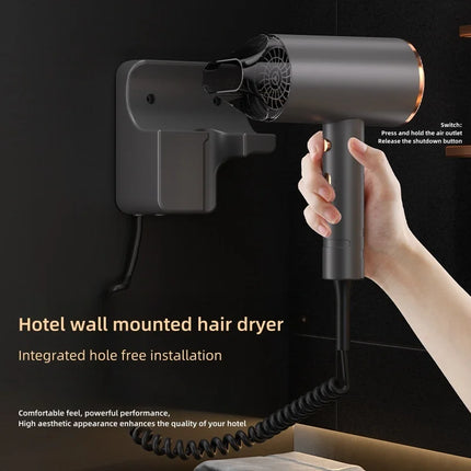 New Hotel And Guesthouse Specific Hair Dryer 1600w High-Power Quick Drying Hole Free Wall Mounted Household Hair Dryer Cylinder