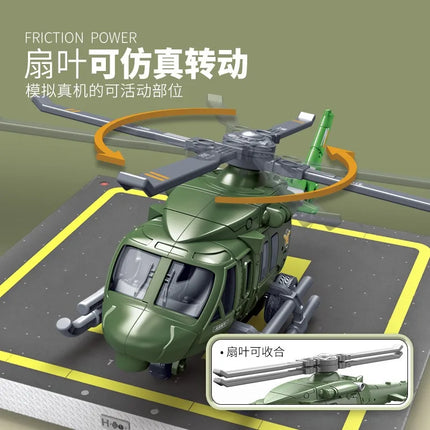 Alloy Military Helicopter Model Rotatable Propeller Simulated Aircraft Mini Aviation Vehicle Desktop Display Collection Gift