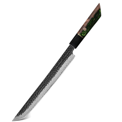 TURWHO 10.5" Hand Forged Japanese Damascus Steel Kitchen Chef Knives DIY Handle Fish Fillet Sushi Salmon Sashimi Slicing Knife