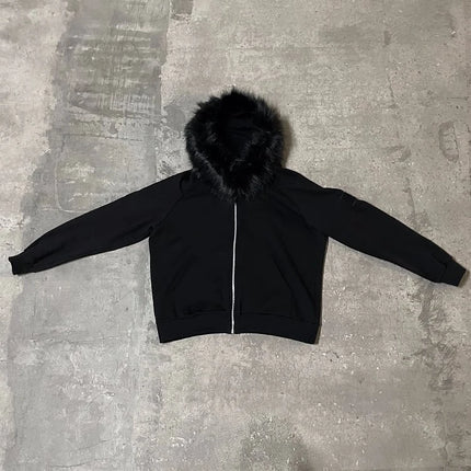 Y2K Streetwear Zip-Up Hoodie Grunge Goth Aesthetics Graphic Print Retro Punk Clothes Oversized Hip Hop Zipper Hoodie Sweatshirt