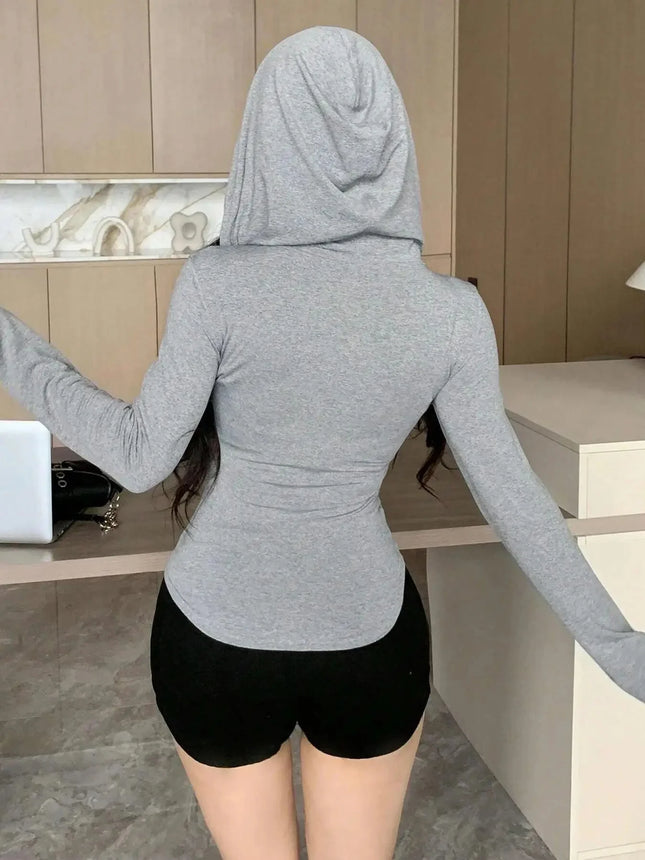 Women's Zipper Short Fit Hoodie Sportswear 2025 Cross-Border Independent Station Polyester Fiber No Sleeve Other Style