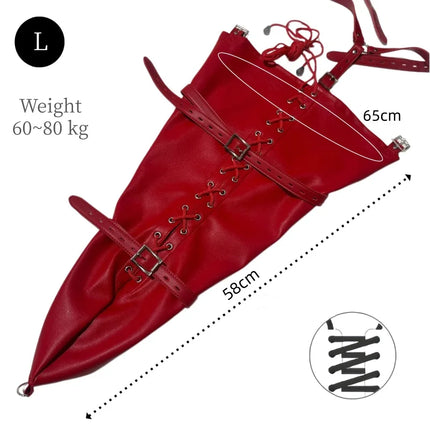 Y-back Strap Lace-up Straight Arm Binder with Zipper Leather Tight Fit Single Sleeve for Couple BDSM Bondage Interaction Sex Toy