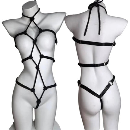 Hot Sexy Bondage Bodysuit Women Sexy Lingerie Glossy Open Crotch Bodystockings Bdsm Underwear Prisoner Roleplay Bodycon Sex Set
