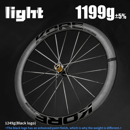 KORE Carbon Spoke Wheelset-50mm-T1000 Carbon Rims 36T/60T Ratchet Hub XDR/HG 700C Design for Ultra-Light Road Racing Performance