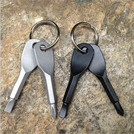 New Portable Screwdriver Outdoor EDC Key Chain Portable Multifunctional Flat Head Screwdriver Cross Key Ring Wholesale