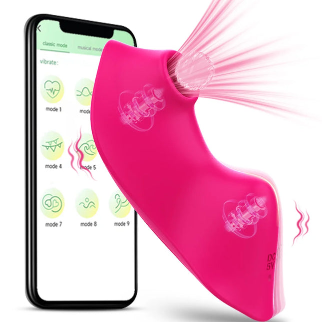 Wearable Sucking Vibrator 9 Modes APP Control Suction Vibrator Vagina Clitoris Stimulator Dual Motor Oral Sex Toys for Women