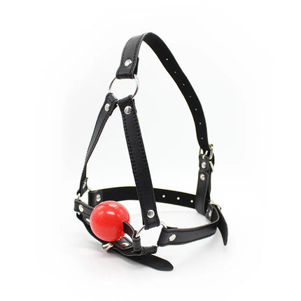 Adult Fetish SM Sex Toys Slave Head Harness Leather Head Harness with Nose Hook Ball Gag Restraint Sex Games