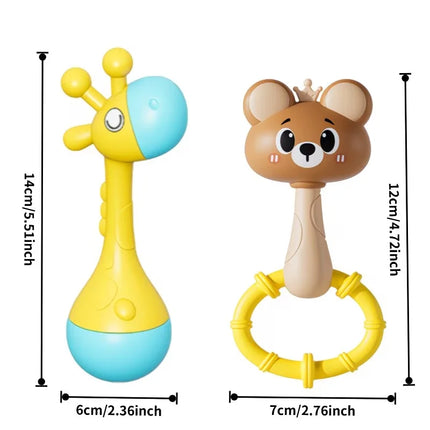 Baby Rattle Infant Developmental Hand Grip Baby Montessori Puzzle Toys Cute Animal Music Sound for Newborn Teether Gift