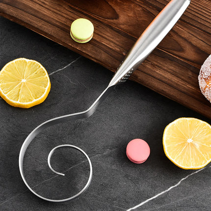 Danish Dough Whisk Stainless Steel HandHeld Bread Blender Dough Scraper Hole Fast Stirring Tool Danish Dough Whisk Egg Stirrer