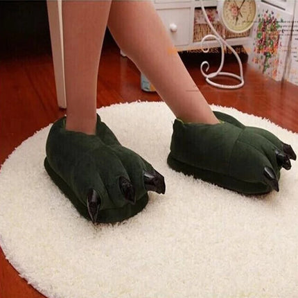 2024 Winter Warm Soft Indoor Floor Slippers Women Men Shoes Paw Funny Animal Christmas Monster Dinosaur Claw Plush Home