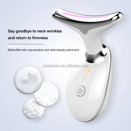 3 in 1 Microcurrent Neck Massager Facial Lift Tighten Face Contour and Smooth Lines Device 3 Color LED Light Beauty Instrument