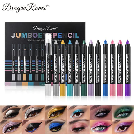 12Pcs Highlighter Eyeshadow Pencil Set Waterproof Glitter Eye Shadow Lying Silkworm Makeup Pigment Cosmetics White Eyeliner Pen