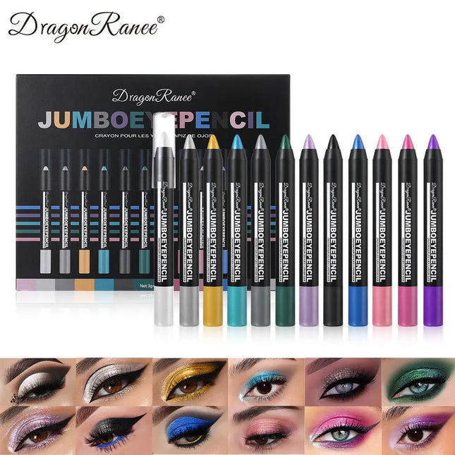 12Pcs Highlighter Eyeshadow Pencil Set Waterproof Glitter Eye Shadow Lying Silkworm Makeup Pigment Cosmetics White Eyeliner Pen