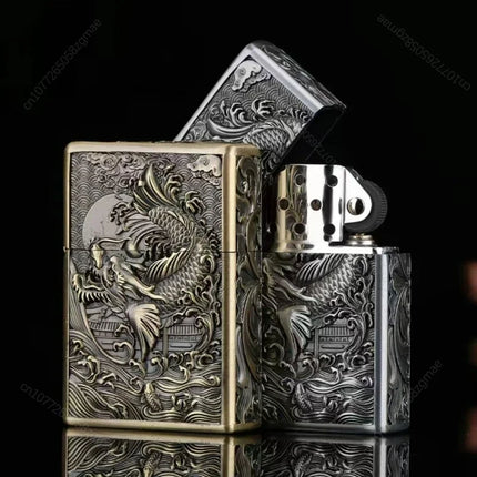ZORRO zk series kerosine lighter, pure copper, various retro relief patterns, old-fashioned grinding wheel windproof lighter