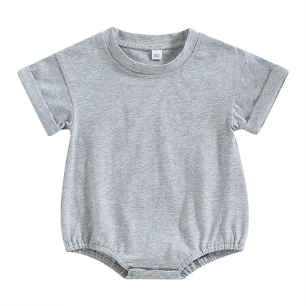 Newborn Baby Romper Summer Crewneck Romper Clothing Solid Casual Loose Jumpsuits Toddler Infant Boy Girl Cotton Playsuit