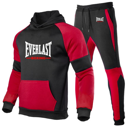 Everlast 2025 Spring Autumn Men's New Hight Quality Hoodies Sweatshirts Cotton Tops+Sweatpants Sports Running Two Pieces Sets