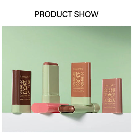 Lakerain Functional Blush Stick Face Makeup Waterproof Easy Color Rouge Blusher Cream High Color Rendering Brightening Skin Tone