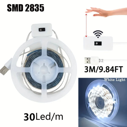 5V USB Flexible LED Strip Hand Sweep Gesture Sensor Dimmable Light Tape Self Adhesive Lamp For Cabinet Kitchen Wardrobe Lighting