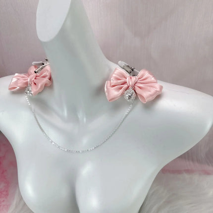 Pink Streamer Bow Anal Plug Nipple Clip BDSM Cosplay Cuet Buttplug Dildo Vaginal Anal Stimulation Sex Toy for Women Adult Game