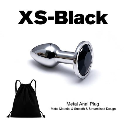 5 Size Black butt plug Metal anal plug Jewelry base beginner to expert G-point massage dildos adult women toys adult men toys
