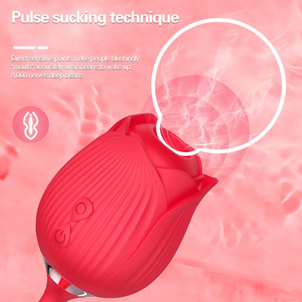 Rose Toy Sucking Vibrator Stimulator for Women with 10 Sucker Thrusting Dildo G Spot Vibrators Adult Toys for Woman Man Couples