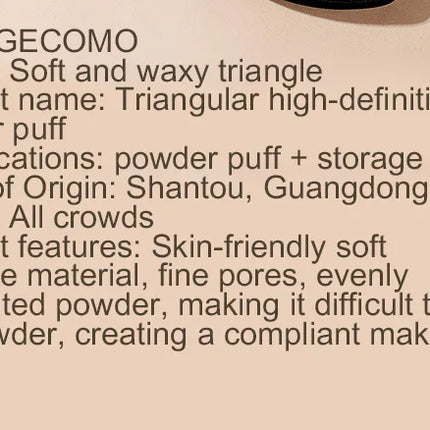 GECOMO Soft Triangular Black Powder Puff Wet And Dry Dual-use Concealer Makeup Cushion