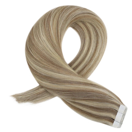 Moresoo Human Hair Extensions Tape in 100% Real Hair Natural Straight Machine Remy 2.5G/PCS Brazilian Hair Seamless Invisible