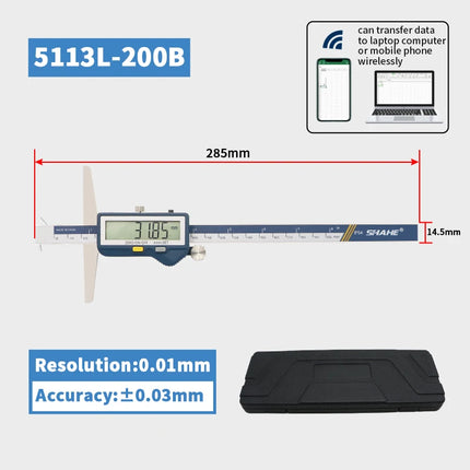 SHAHE 0.01 MM 6''8''12'' Digital Depth Gauge Stainless Steel Digital Depth Calipers With Double Hooks Caliper Measuring Tools