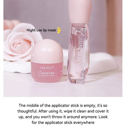 Leeinto Plant Essence Lip Care Set: Moisturizing, Long-Lasting Nourishment, Gentle Formula, Lightweight Texture, Lip Gloss, Lip Mask, Enhances Complexion, Pre-Makeup Primer, Essential for Daily Commuting and Dating, Night Car