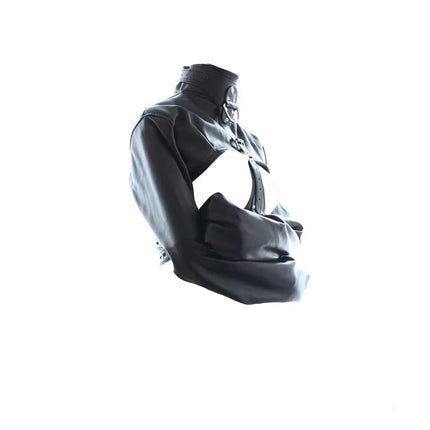 SM Open Breast PU Leather Straitjacket Top,Arm Binder Restraint Jacket Straight,BDSM Bondage Sex Slave Binding Sex Toy For Women