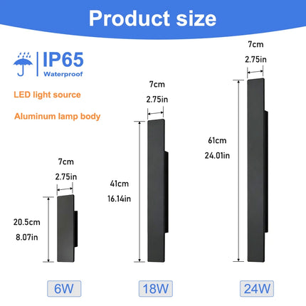 Outdoor LED Wall Lamp IP65 Waterproof Aluminum Up Down Light 18W 110V/220V Black White for Courtyard Porch Exterior Lighting