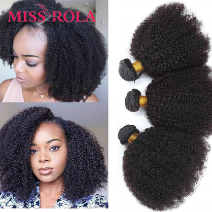 Miss Rola Brazilian Afro Kinky Curly Hair Weave Bundles 100% Human Hair Natural Black Curly Hair Extension Remy Double Wefts