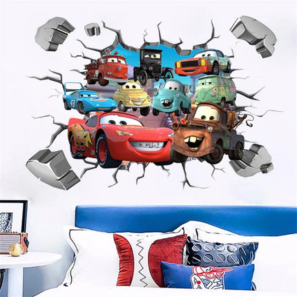 Disney Cartoon Car Lighting McQueen Wall Stickers For Kids Room Home Bedroom PVC Decor Cartoon Movie Mural Art Decals