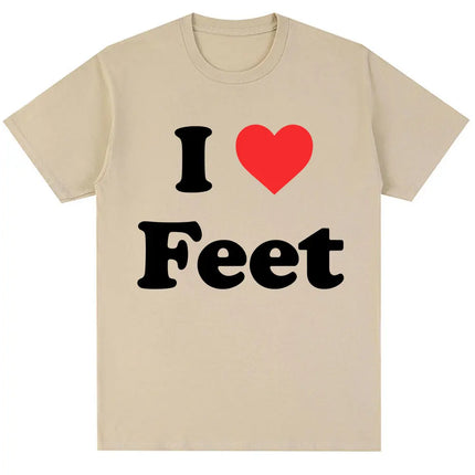 Funny I Love Feet Graphic Print T Shirt Men Women Humor Joke Quote T-shirts Oversized 100% Cotton Casual O-Neck Tees Streetwear