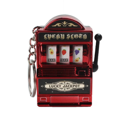 Mini Fruit Slot Machine Keychain Lucky Charm Jackpot Keychains Mini Casino Pendant Bag Charm Novelty Gifts for Kids Adults