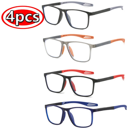 4 Pack Sets Fashion TR90 Reading Glasses For Men Spring Leg Sports Presbyopia Glasses Anti Blue Light Glasses +100 ~+400
﻿