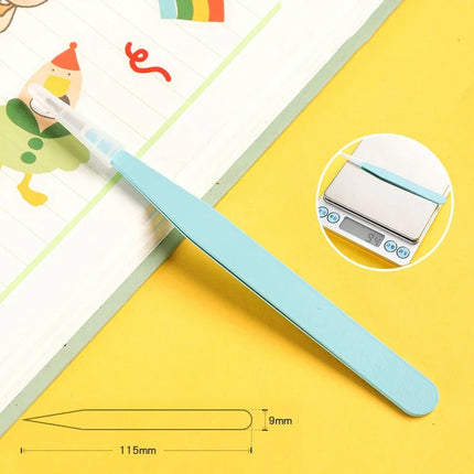 Stainless Steel Straight Curved Tweezers Colorful Pink Blue Purple DIY Eyelash Tweezer Nail Art Sticker Rhinestones Picking Tool