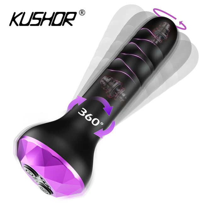 KUSHOR Anal Vibrator Male Prostate Massager Vibrating Rotating Butt Plug Anal Dildo Buttplug Adult Sex Toy for Women Men Gay
