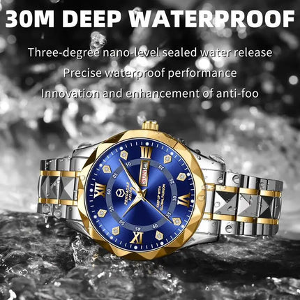 PAAZOMU Luxury Fashion Man Clock Top Business Waterproof Luminous Date Week Men's Watches Quartz Stainless Steel Men Wristwatc