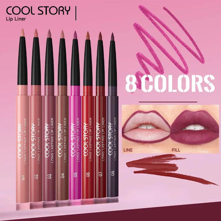 8 Colors Matte Lip Liner Waterproof Long-Lasting Lip Pencil Smudge-Proof Outline Lipstick for Defined Lips, Lip Contour Makeup