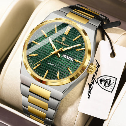 POEDAGAR Original Men's Watch Date Week Waterproof Luminous Stainless Steel Watches For Men Business Men's Quartz Wristwatch Reloj