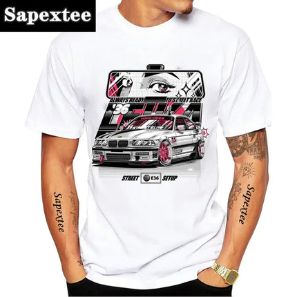 E30 E28 E36 Low Style Skull Driver T-Shirt New Summer Men Short Sleeve E90 Sport Car Design Boy Casual Tops Adventur White Tees