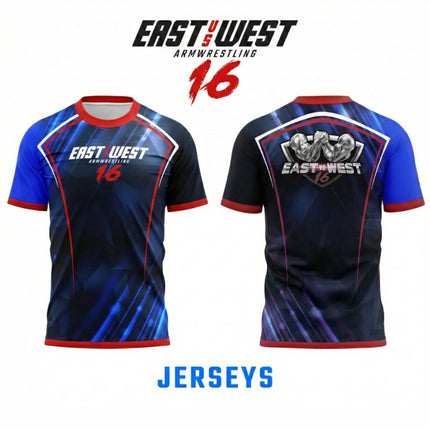 The East VS West Series 16 To 24 Armwrestling T-Shirt Atlantic City Sports Jersey Men's Breathable Quick Dry Fitness Gym Tee Top